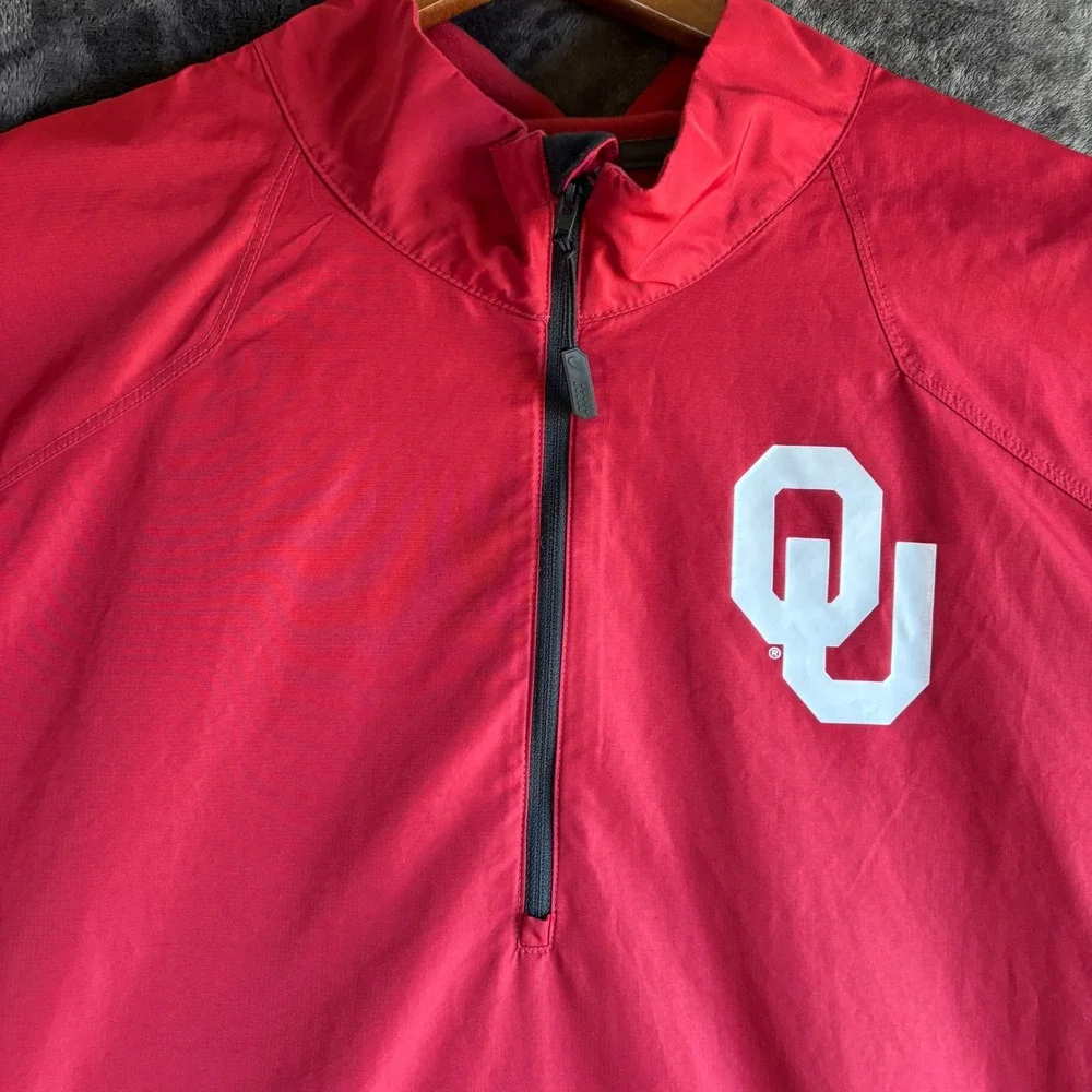 Nike Mens Polyester Pullover Quarter Zip Storm-Fit Oklahoma Sooners 2XL Red